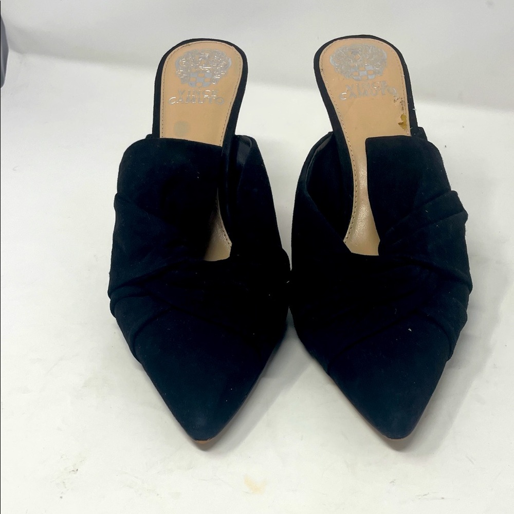 Vince Camuto Black Faux Suede Mule Heels Size 11